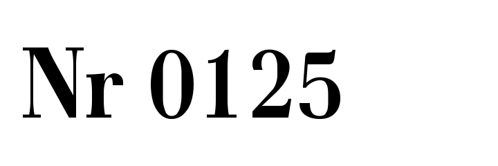The text Nr 0125 in Antykwa Półtawskiego, in the semi-condensed bold style.