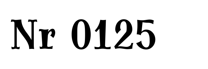 The text Nr 0125 in Antykwa Toruńska, in the condensed bold style.