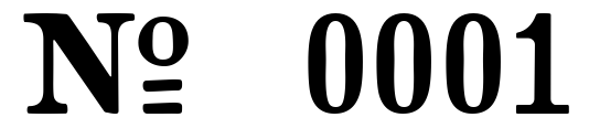 The “No” symbol variant for the letter T, followed by the number 0001.
